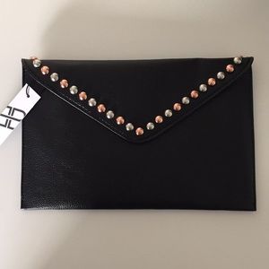 B-LOW THE BELT Studded Black Clutch
